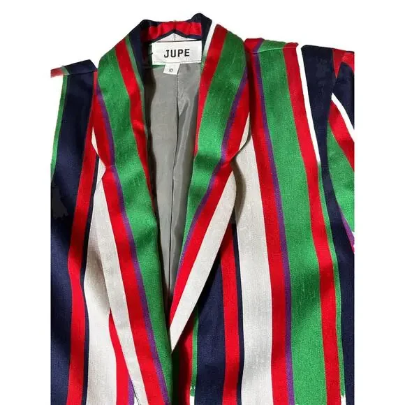 Vintage‎ 1970s Jupe Blazer Women’s Silk Blend Multicolor Stripe ILGWU Union Made - Picture 6 of 16